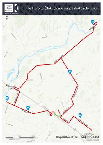 Te horo to Ōtaki Gorge suggested cycle route